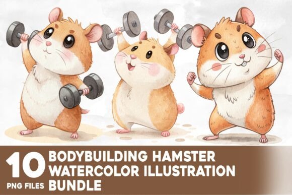 Download Bodybuilding Hamster Watercolor Bundle - Watercolor Collection