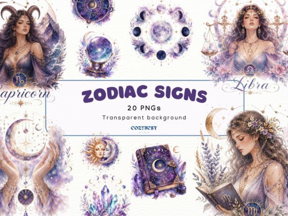 Download Zodiac Sign Watercolor Clipart Astrology - Watercolor Collection