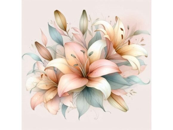 Download 🌸 Abstract Watercolor Lilies in Subtle - Watercolor Collection