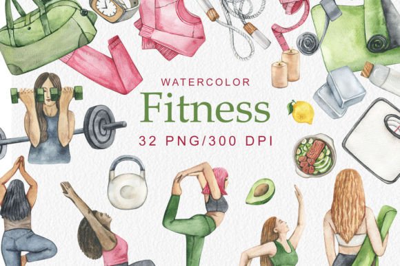 Download Watercolor Fitness Clipart PNG - Watercolor Collection