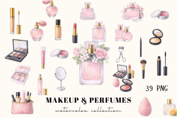 Download Makeup &amp; Perfumes Watercolor Clipart - Watercolor Collection