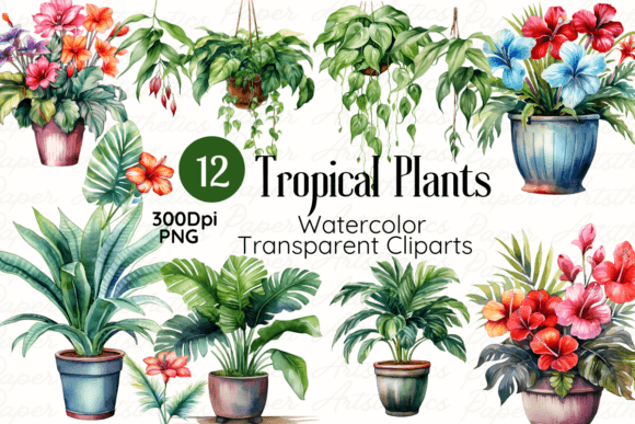 Download Watercolor Tropical Plants Cliparts - Watercolor Collection