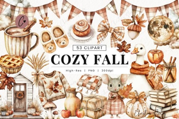 Download Watercolor Cozy Fall Clipart Bundle - Premium Resources
